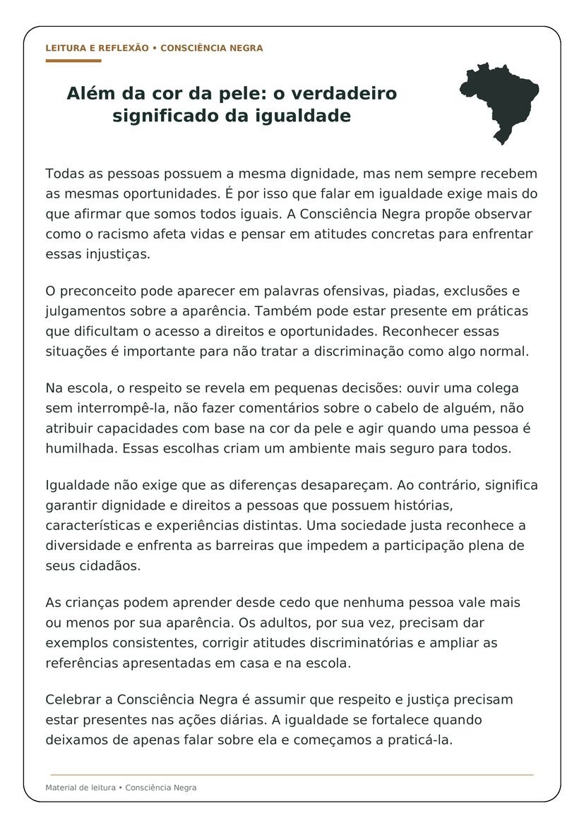 Textos sobre Consciência Negra do 6º ao 9º Ano para Imprimir gratuito página 5
